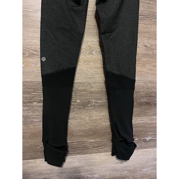 Lululemon Leggings size 6 open heels yoga pilates dancer pockets black grey - Picture 8 of 9
